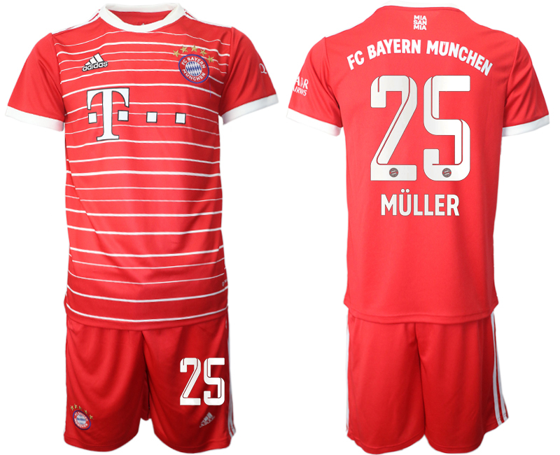 Men 2022-2023 Club Bayern Munich home Red #25 Adidas Soccer Jersey
